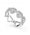 Buonocore Woman's Ring - Heart in 18K White Gold with Hearts and Natural Diamonds 0.68 ct - 0