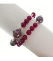 Rajola Women's Bracelet - Life with Bordeaux Red Jade and Purple Pearls