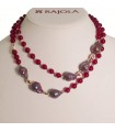 Collana Rajola da Donna - Vita con Giada Rosso Bordeaux e Perle Viola