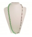 Rajola Women's Necklace - Long Tecna with Multicolor Pearls and Green Aventurine