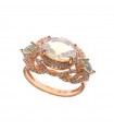 Salvatore Plata Ring - Afternoon in 925% Rosé Silver with White Crystal - Size 14 - 0