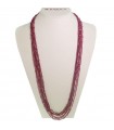 Rajola Women's Necklace - Long Waltz with Red Garnet and Mother of Pearl