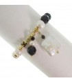 Rajola Bracelet for Woman - Petra in 925% Gold Silver with Black Onyx and White Pearls