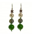 Rajola Earrings for Woman - Odessa Pendants with Pearls and Green Agate