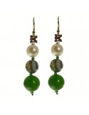 Rajola Earrings for Woman - Odessa Pendants with Pearls and Green Agate