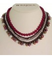 Rajola Women's Necklace - Shade with Multicolor Pearls and Bordeaux Jade