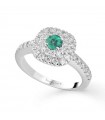 Buonocore - Classic Ring in 18K White Gold with White Diamonds and 0.18 ct Emerald - 0