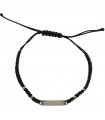 Rue Des Mille Unisex Bracelet - Tangle in Black Fabric with Rondelle and Central Bar