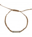 Rue Des Mille Unisex Bracelet - Tangle in Brown Fabric with Rondelle and Central Bar