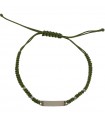 Bracciale Rue Des Mille Unisex - Tangle in Tessuto Verde con Rondelle e Barretta Centrale