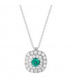 Buonocore necklace - Classic in 18K White Gold with White Diamonds and 0.18 ct Emerald - 0