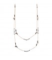 Rue Des Mille Necklace for Woman - Gipsy Chic Tierra Multistrand with Black Stones and Medals
