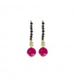Rajola Earrings for Woman - Vieste Pendants with Bordeaux Jade and Black Spinels