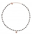 Collana Rue Des Mille da Donna - Gipsy Chic Tierra Black con Pietre Nere e Medaglietta con Cuore