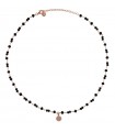 Rue Des Mille Necklace for Woman - Gipsy Chic Tierra Black with Black Stones and Heart Tag