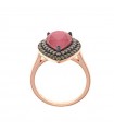 Salvatore Plata Ring - Genuine in 925% Rose Gold Silver with Pink Crystal and Green Zircons - Size 14 - 0