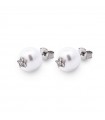 Rue Des Mille Women's Earrings - Stud Galactica with Pearls and Star of White Zircons