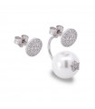 Rue Des Mille Women's Earrings - Asymmetric Galactica with Pearl and White Zircons