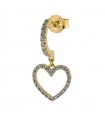 Rue Des Mille Single Earring for Woman - Stardust Tribe Gold Heart with White Zircons