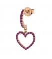 Rue Des Mille Single Earring for Woman - Stardust Tribe Rosé Heart with Red Zircons