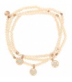 Rue Des Mille Women's Bracelet - Gipsy Chic with Peach Stones and Medals