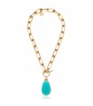 Unoaerre Necklace for Woman - Classica Gold with Turquoise Drop Pendant