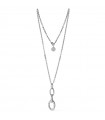 Unoaerre Women's Necklace - Classic Long Silver with Diamond Oval Pendants