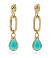 Unoaerre Women's Earrings - Classica Gold with Hanging Turquoise Crystals