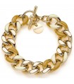 Unoaerre Women's Bracelet - Colors Grumetta Gold Chain with Beige and Hazelnut Enamel