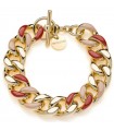 Unoaerre Women's Bracelet - Colors Grumetta Gold Chain with Beige and Bordeaux Enamel