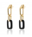 Unoaerre Women's Earrings - Classic with Gold Forzatina Chain and Black Onyx