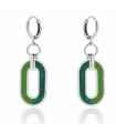 Unoaerre Earrings for Woman - Colors Silver with Green Enamelled Pendants