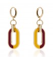 Unoaerre Earrings for Woman - Colors Gold with Yellow and Red Bordeaux Enamelled Pendants