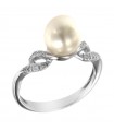 Miluna Ring - in 18K White Gold with Freshwater Pearl and Natural Diamonds - 0