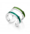 Unoaerre Women's Ring - Colors Open Silver with Green Enamel