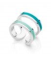 Unoaerre Women's Ring - Colors Open Silver with Light Blue Enamel