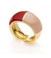 Unoaerre Ring for Woman - Colors Domed Gold with Red and Beige Enamel