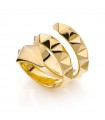 Unoaerre Woman's Ring - Gold Pyramids Three Turns with Pyramidal Elements