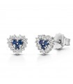 Lelune Diamonds Woman's Earrings - Heart in 18K White Gold with Diamonds and Sapphires 0.14 carats - 0
