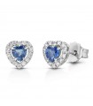 Lelune Diamonds Woman's Earrings - Heart in 18K White Gold with Diamonds and Sapphires 0.57 carat - 0