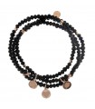 Rue Des Mille Bracelet for Woman - Gipsy Chic Tierra Black Elastic with Black Stones and Medals