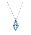 Miluna Women's Necklace - in 18K White Gold with Blue Topaz and Natural Diamonds - 0