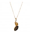Miluna Women's Necklace - in 18K Rose Gold with Topaz and Smoky Quartz - 0