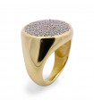 Rue Des Mille Ring for Woman - Dancing Drops Gold Shield with White Zircons Pavè