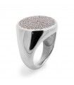 Rue Des Mille Ring for Woman - Dancing Drops Silver Shield with White Zircons Pavè
