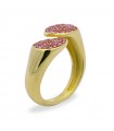 Rue Des Mille Ring for Woman - Dancing Drops Gold Double Drop with Pink Zircons
