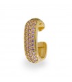 Rue Des Mille Earcuff for Women - Gold Band Dancing Drops with Pink Zircons