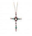 Collana Salvatore Plata da Donna - Genuine Rose Gold con Croce e Peridoto