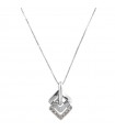 Nimei Necklace for Woman - in 18K White Gold with Rhombus Pendant and Natural Diamonds - 0
