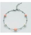 Miluna Woman's Bracelet - Terra e Mare in 925% Silver with Pearls and Pink Coral Agglomerate